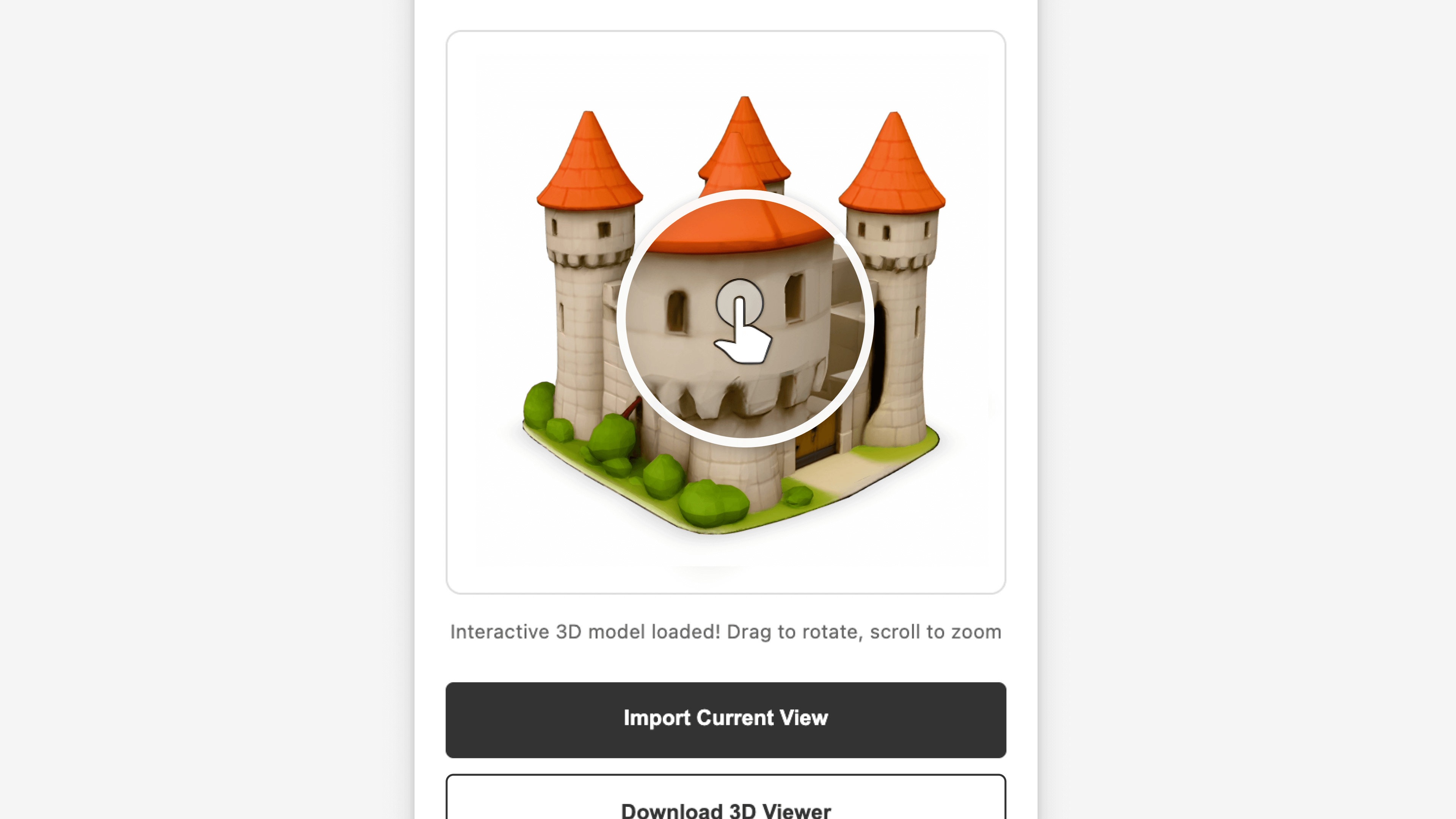 Aleto plugin showing interactive 3D viewer with rotation and zoom controls