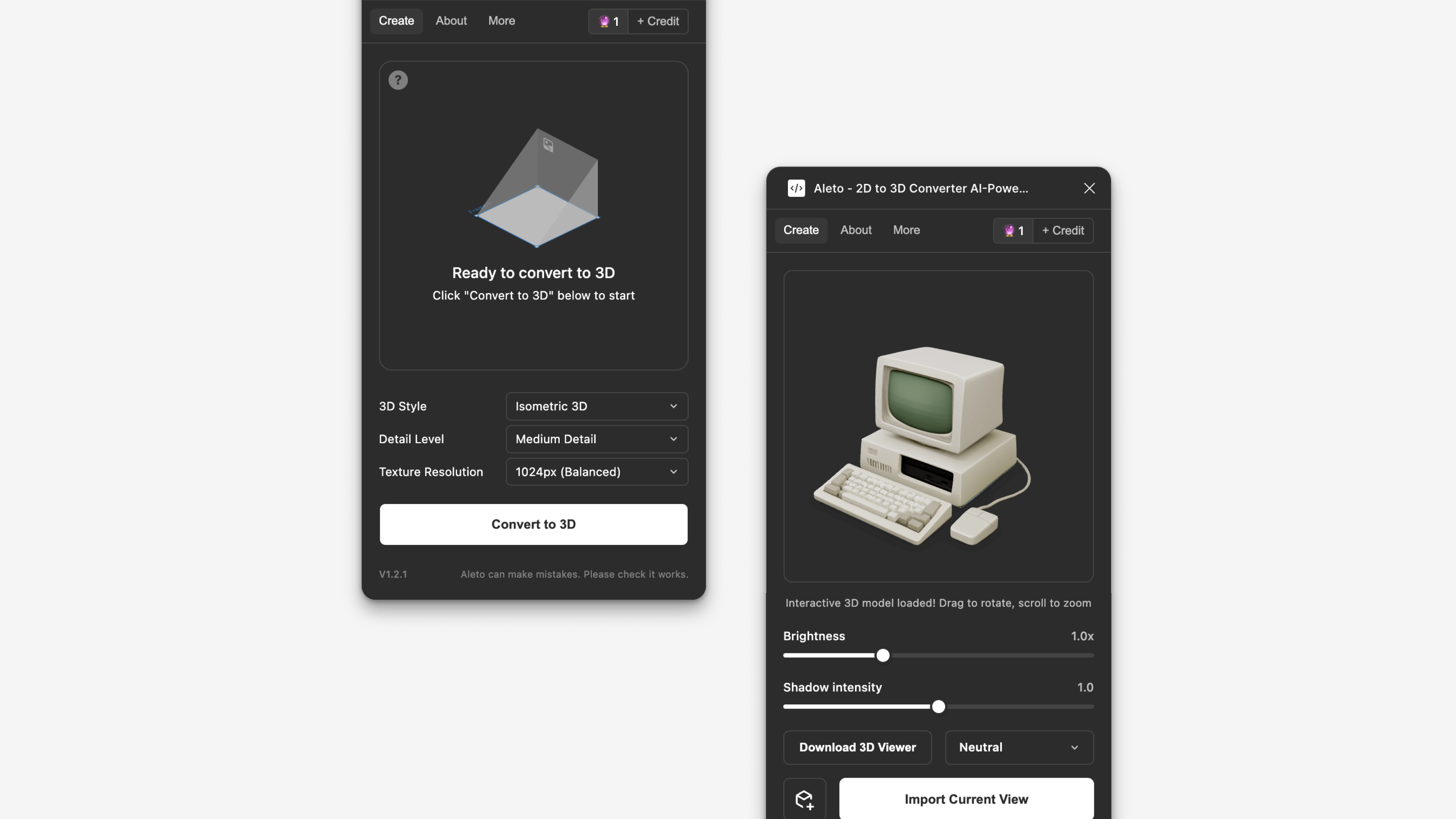 Aleto plugin dark mode interface for comfortable design sessions